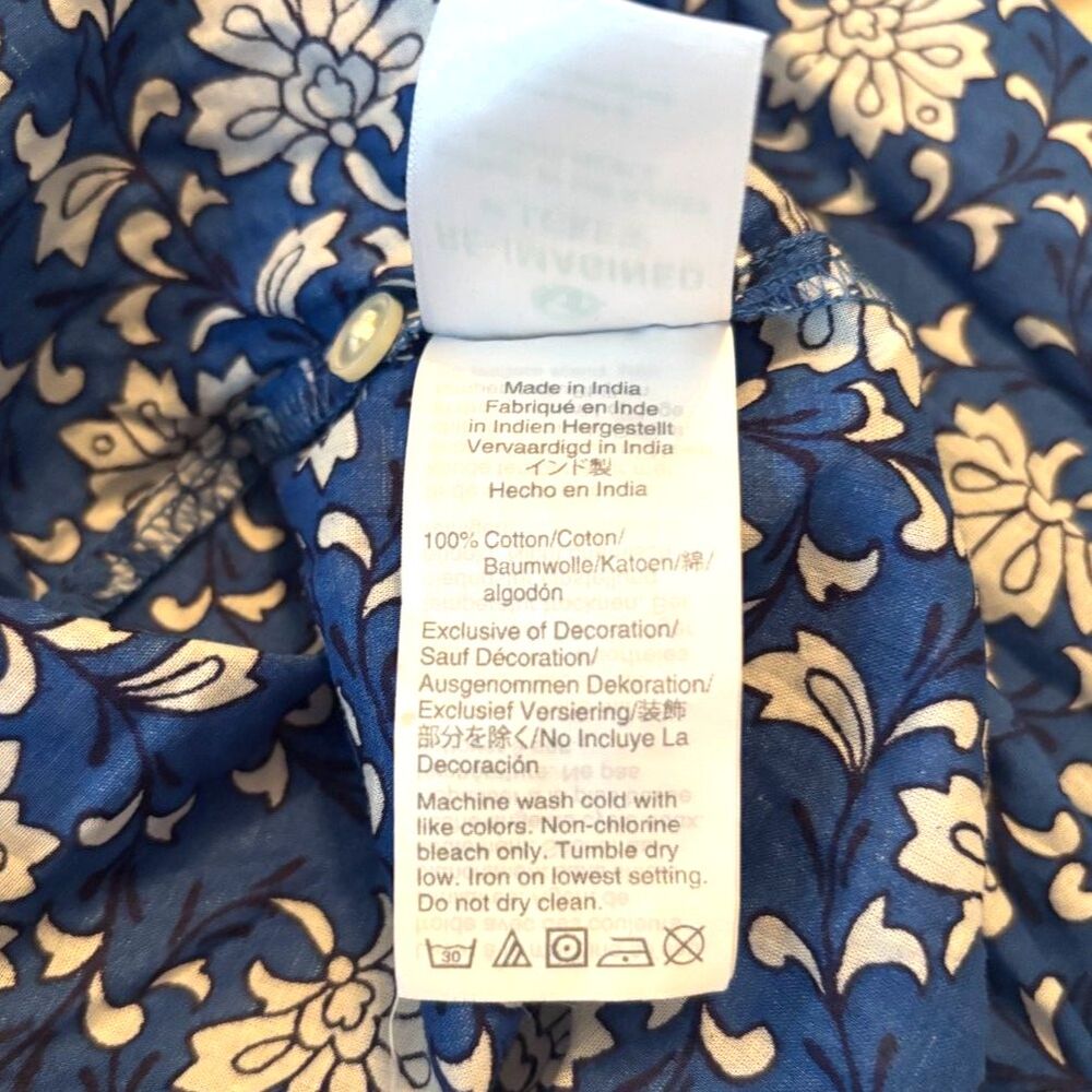 J.Crew Starina Blue White Floral Embroidered Tassel Boho Blouse Top Size XS - Picture 5 of 5